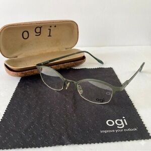 OGI Eyewear 2069 Dark Green Semi Rimless Petite Glasses Frames 45mm